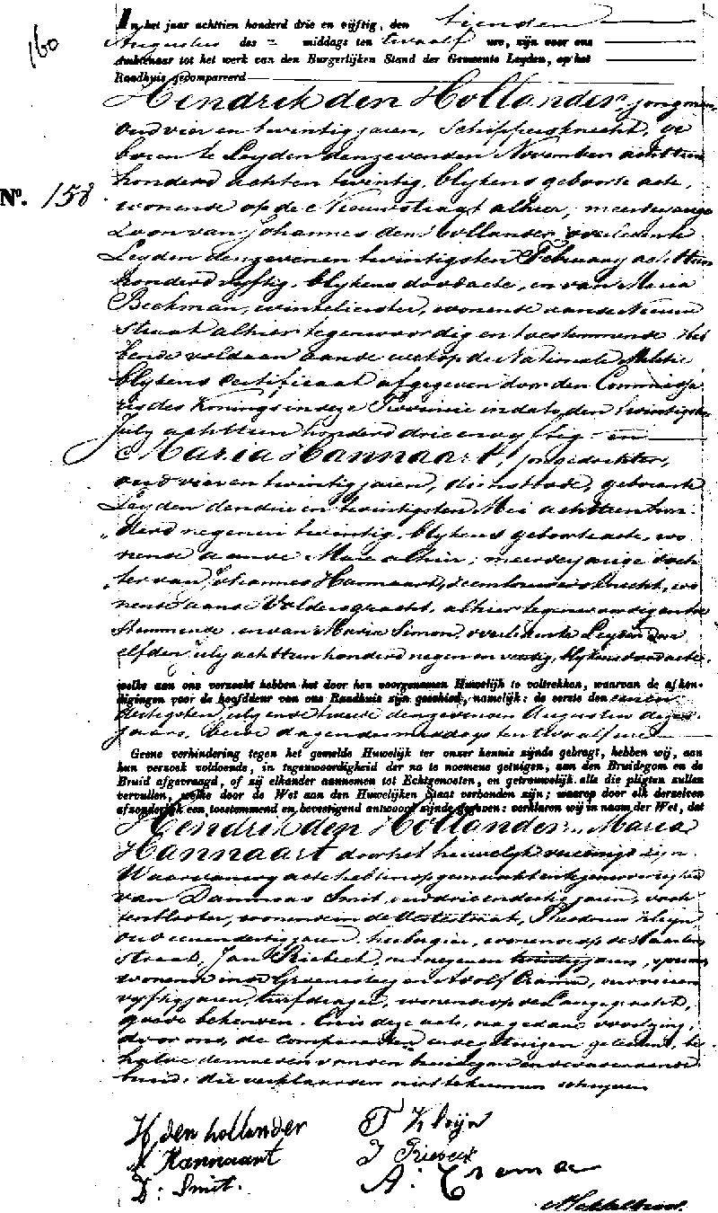 18530810 huw akte 158 Hendrik d Hollander - Maria Hannaart